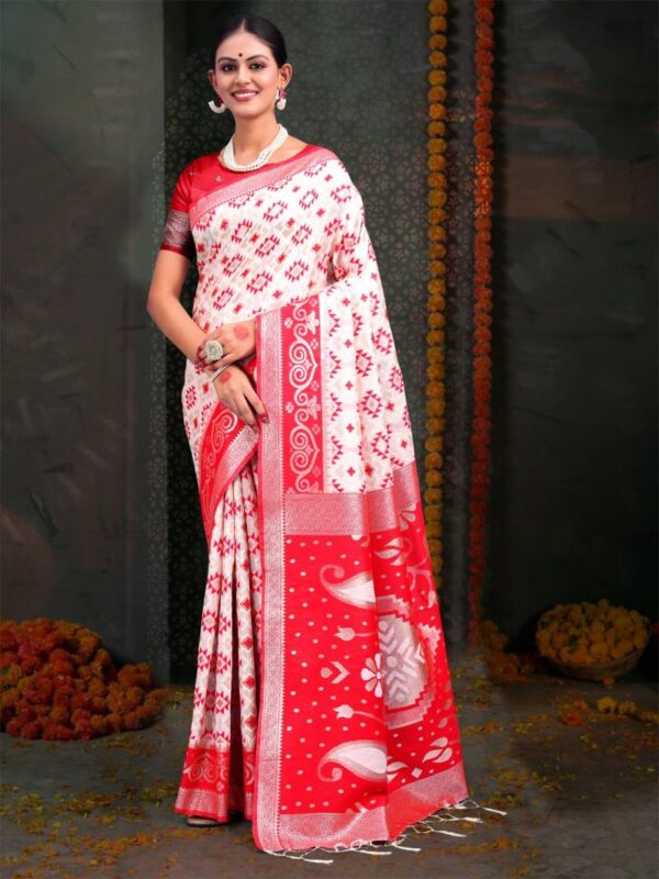 Ast Devistuti Traditional Wear Linen Cotton Fancy Saree Catalog Wholesale Collection - Image 4