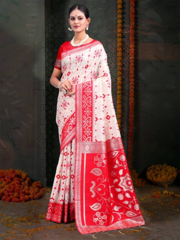 Ast Devistuti Traditional Wear Linen Cotton Fancy Saree Catalog Wholesale Collection - Image 6