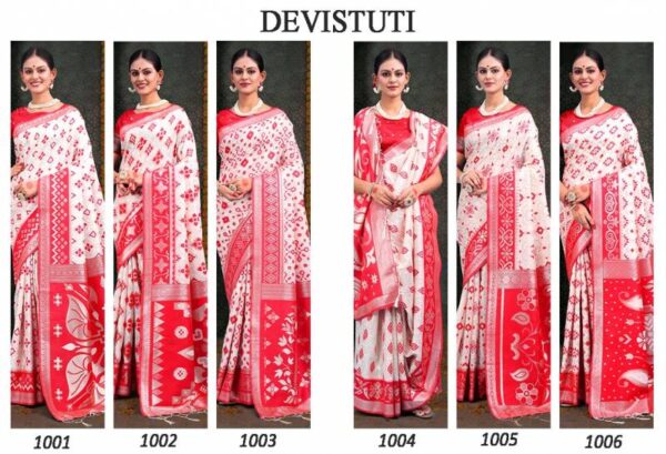 Ast Devistuti Traditional Wear Linen Cotton Fancy Saree Catalog Wholesale Collection - Image 8
