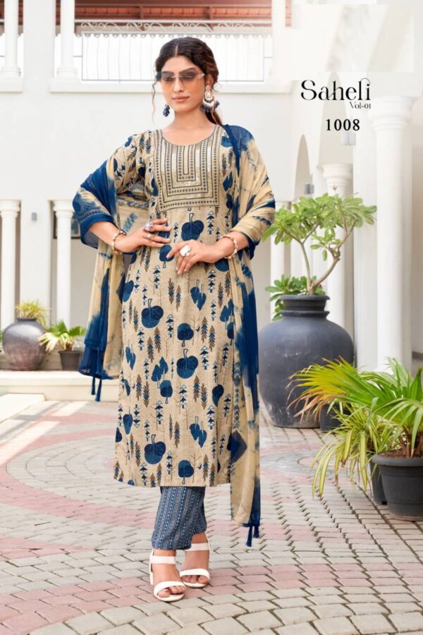 Saheli Vol 1 Rayon Foil Printed Kurti Bottom With Dupatta Catalog Wholesale Collection - Image 8