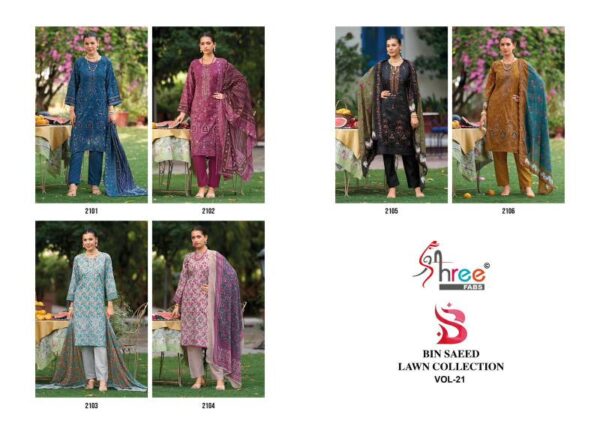 Shree Bin Saeed Lawn Collection Vol 21 Readymade Catalog Wholesale Collection - Image 8