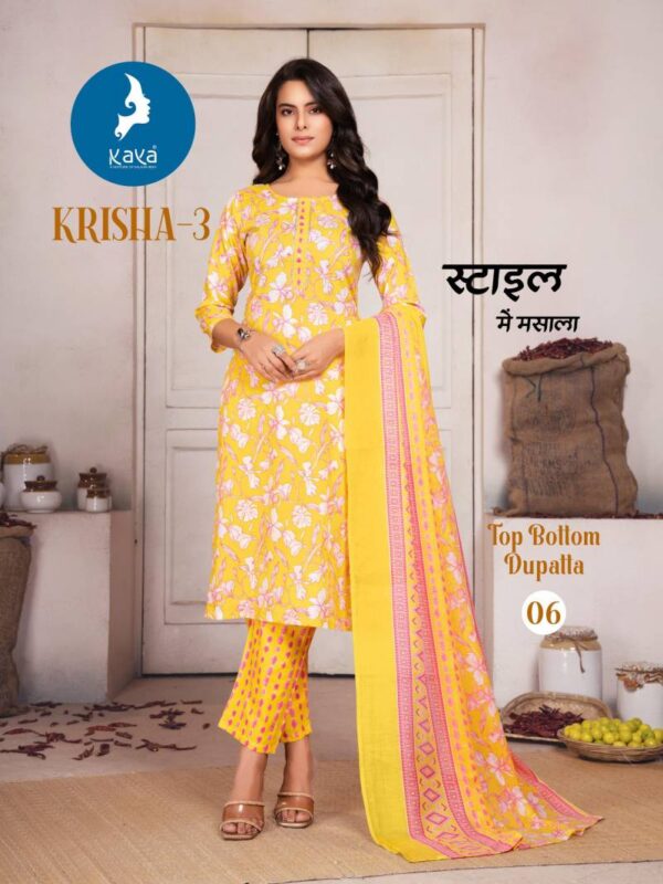 Kaya Krisha 3 Cotton Printed Kurti Pant With Dupatta Catalog Wholesale Collection - Image 5
