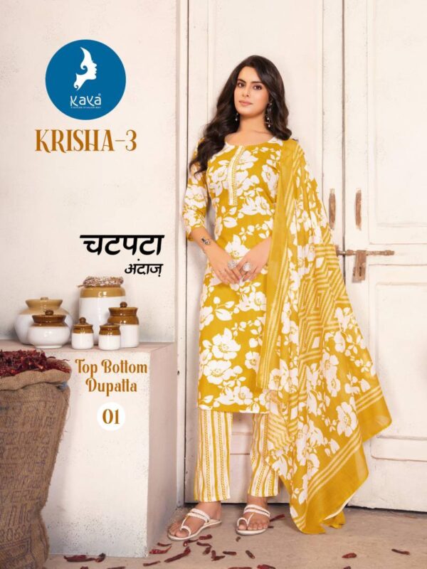 Kaya Krisha 3 Cotton Printed Kurti Pant With Dupatta Catalog Wholesale Collection - Image 6