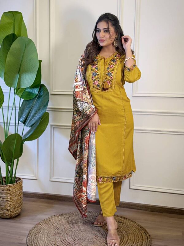 Wb 650 Mustard Viscose Kurti Bottom With Dupatta Catalog Wholesale Collection - Image 2