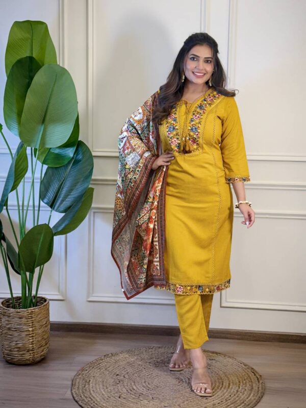 Wb 650 Mustard Viscose Kurti Bottom With Dupatta Catalog Wholesale Collection - Image 4