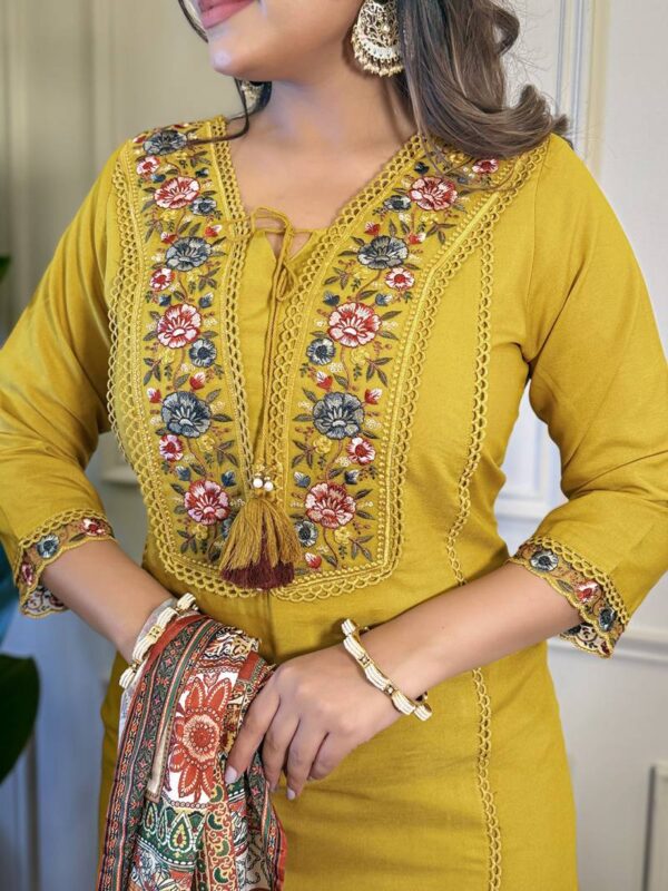 Wb 650 Mustard Viscose Kurti Bottom With Dupatta Catalog Wholesale Collection - Image 5