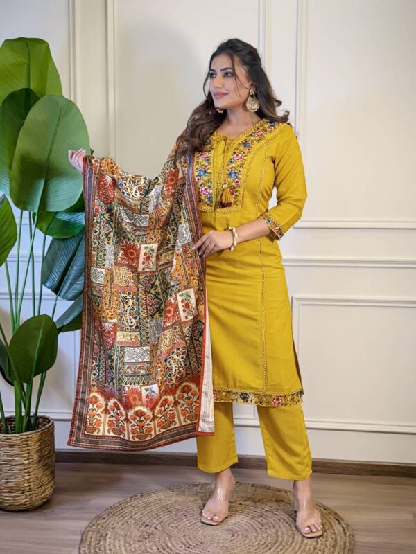 Wb 650 Mustard Viscose Kurti Bottom With Dupatta Catalog Wholesale Collection