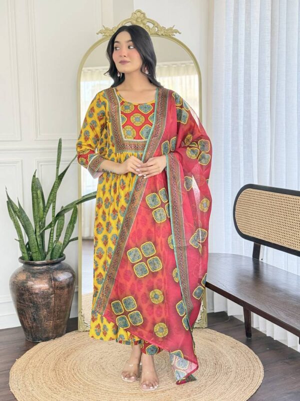 Wb 733 Yellow Rayon Printed Kurti Bottom With Dupatta Catalog Wholesale Collection - Image 2