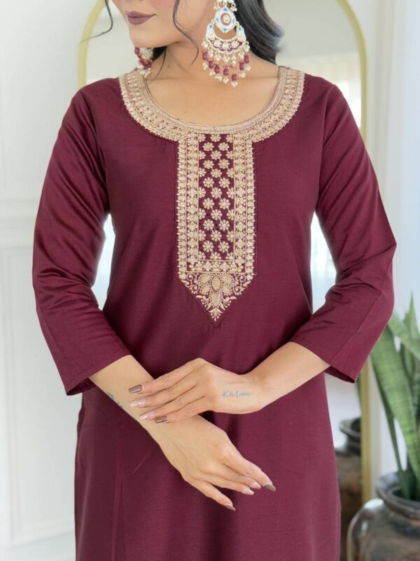 Wb 710 Rayon Fancy Neck Kurti Bottom With Dupatta Catalog Wholesale Collection - Image 3