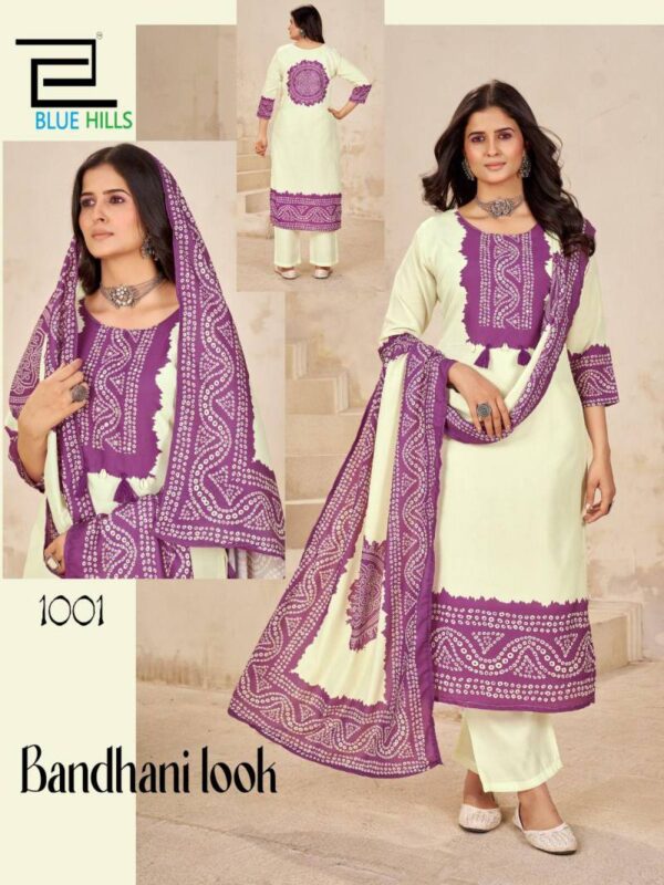 Blue Hills Bandhani Look Poly Muslin Digital Readymade Catalog Wholesale Collection - Image 2