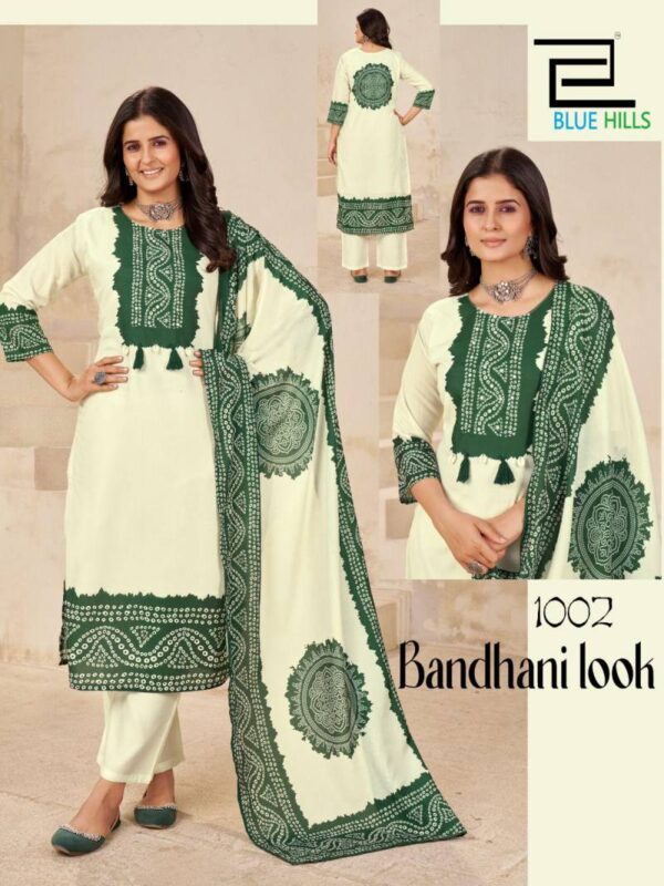 Blue Hills Bandhani Look Poly Muslin Digital Readymade Catalog Wholesale Collection - Image 4