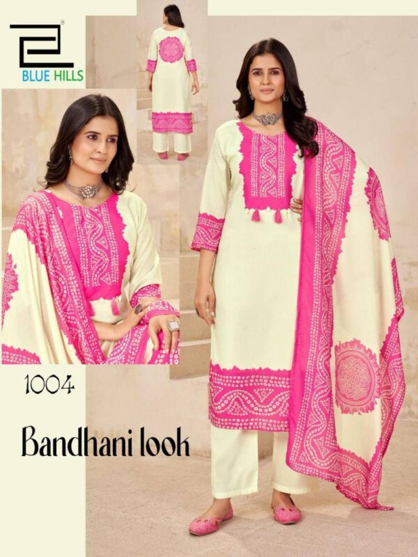 Blue Hills Bandhani Look Poly Muslin Digital Readymade Catalog Wholesale Collection - Image 5