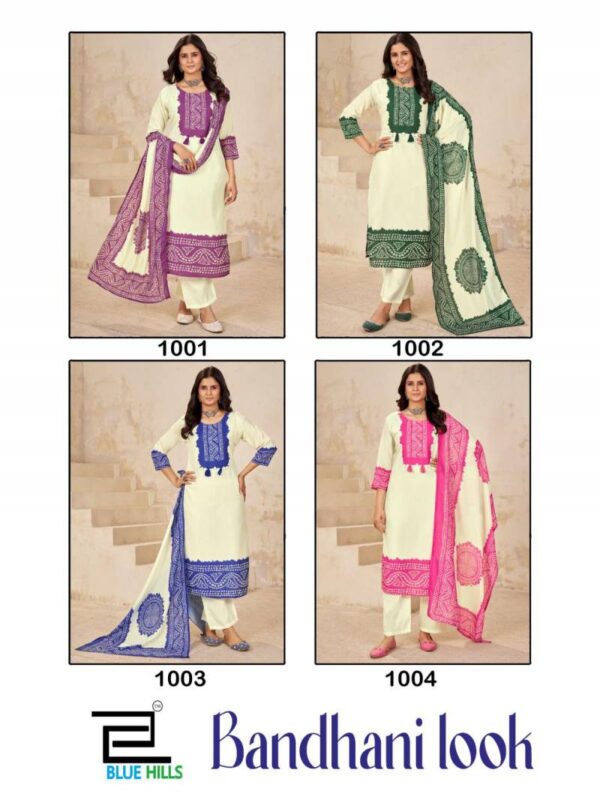Blue Hills Bandhani Look Poly Muslin Digital Readymade Catalog Wholesale Collection - Image 6