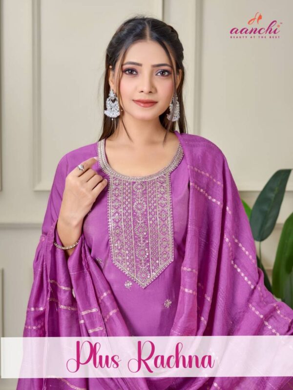 Aanchi Plus Rachna Roman Shimmer Kurti Bottom With Dupatta Catalog Wholesale Collection