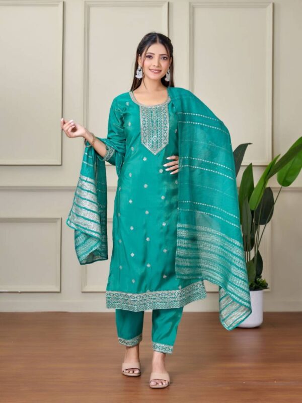Aanchi Plus Rachna Roman Shimmer Kurti Bottom With Dupatta Catalog Wholesale Collection - Image 4