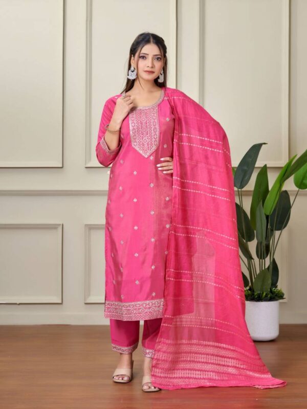 Aanchi Plus Rachna Roman Shimmer Kurti Bottom With Dupatta Catalog Wholesale Collection - Image 5