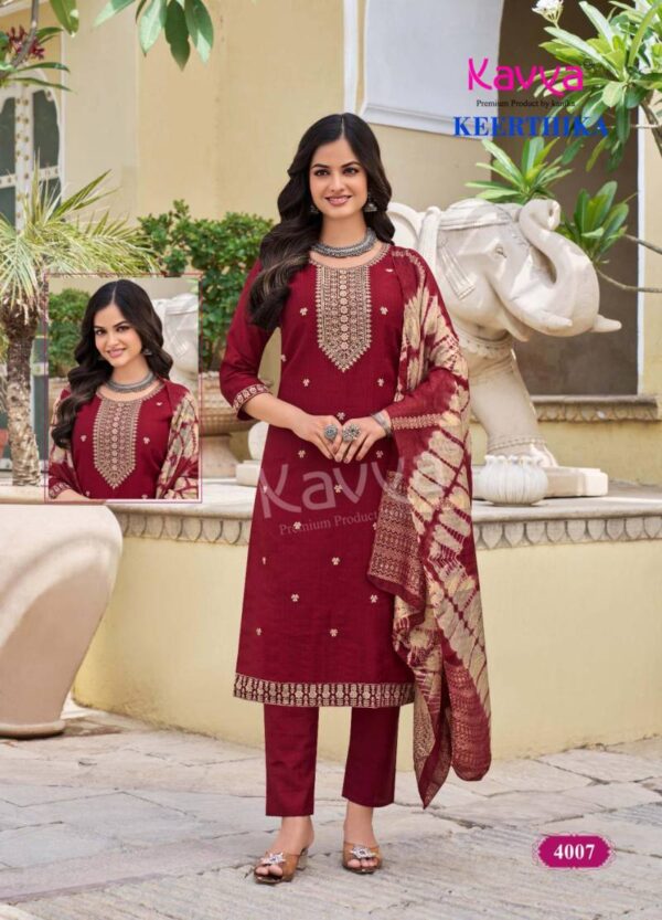 Kavya Keerthika Vol 4 Straight Kurti Bottom With Dupatta Catalog Wholesale Collection - Image 4