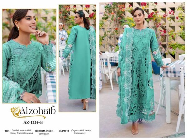 Alzohaib 1224 A And B Cambric Cotton Pakistani Salwar Suits Catalog Wholesale Collection - Image 4
