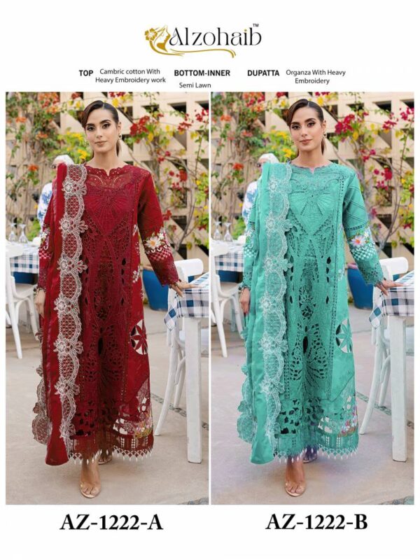 Alzohaib 1224 A And B Cambric Cotton Pakistani Salwar Suits Catalog Wholesale Collection - Image 6