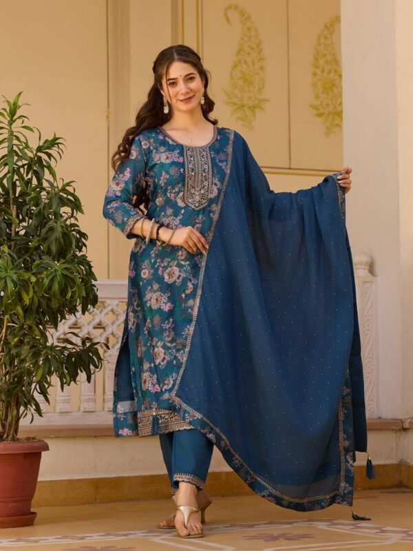 Pahal 01 Chinon Flower Printed Kurti Bottom With Dupatta Catalog Wholesale Collection - Image 2