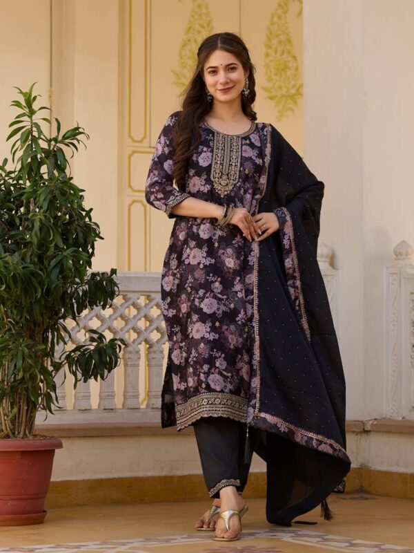 Pahal 01 Chinon Flower Printed Kurti Bottom With Dupatta Catalog Wholesale Collection - Image 7