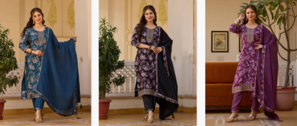 Pahal 01 Chinon Flower Printed Kurti Bottom With Dupatta Catalog Wholesale Collection - Image 10