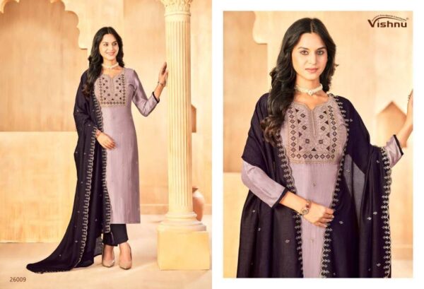 Vishnu Jasmeen Vol 3 Vichitra Silk Fancy Dress Material Catalog Wholesale Collection - Image 3