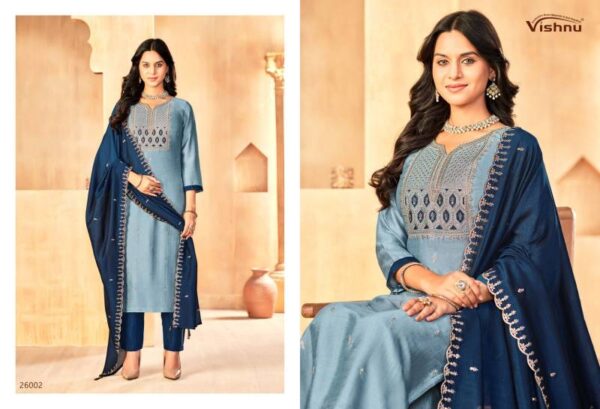Vishnu Jasmeen Vol 3 Vichitra Silk Fancy Dress Material Catalog Wholesale Collection - Image 8