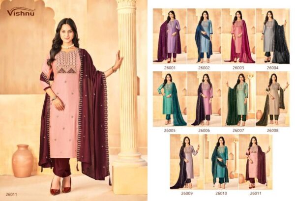 Vishnu Jasmeen Vol 3 Vichitra Silk Fancy Dress Material Catalog Wholesale Collection - Image 12