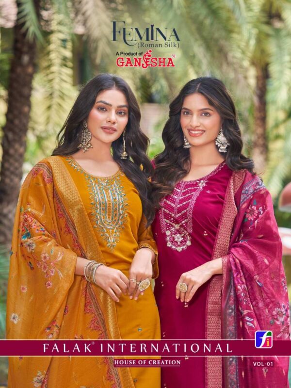 Ganesha Femina Vol 1 Roman Silk Readymade Dress Catalog Wholesale Collection