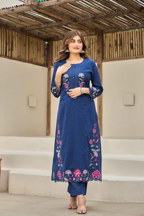Naisha K 84 Mal Cotton Embroidered Kurti Bottom With Dupatta Catalog Wholesale Collection - Image 2