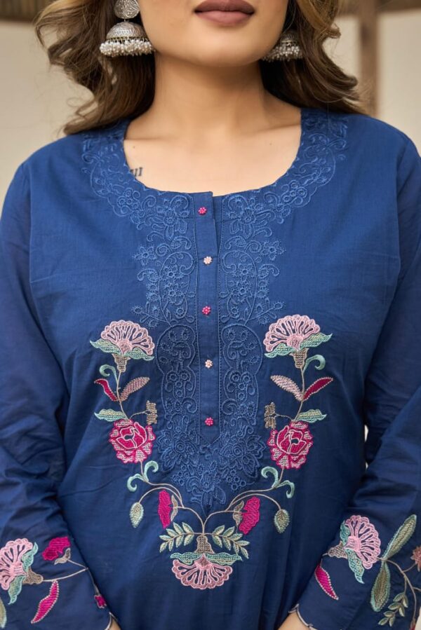 Naisha K 84 Mal Cotton Embroidered Kurti Bottom With Dupatta Catalog Wholesale Collection - Image 3
