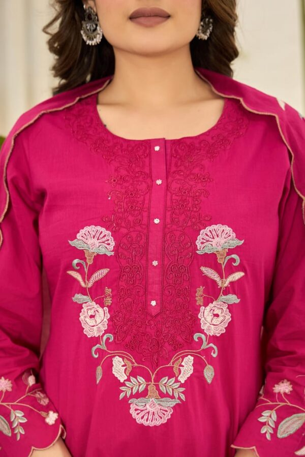Naisha K 84 Mal Cotton Embroidered Kurti Bottom With Dupatta Catalog Wholesale Collection - Image 5