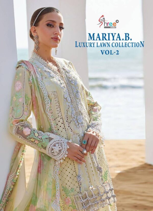Shree Mariya B Luxury Lawn Collection Vol 2 Cotton Dupatta Suit Catalog Wholesale Collection