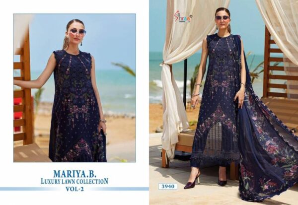 Shree Mariya B Luxury Lawn Collection Vol 2 Cotton Dupatta Suit Catalog Wholesale Collection - Image 4