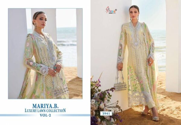 Shree Mariya B Luxury Lawn Collection Vol 2 Cotton Dupatta Suit Catalog Wholesale Collection - Image 5