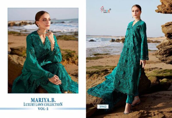 Shree Mariya B Luxury Lawn Collection Vol 2 Cotton Dupatta Suit Catalog Wholesale Collection - Image 6