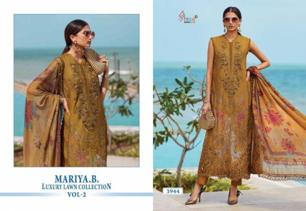 Shree Mariya B Luxury Lawn Collection Vol 2 Cotton Dupatta Suit Catalog Wholesale Collection - Image 7
