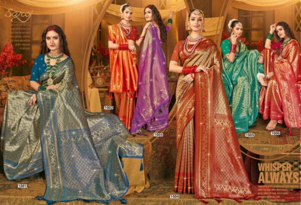 Saroj Vaishnavi Silk Saroski Vol 1 Wedding Wear Kanjivaram Silk Saree Catalog Wholesale Collection - Image 8