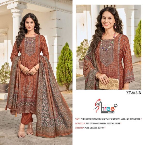 Shree Kt 243 Viscose Maslin Digital Salwar Suits Catalog Wholesale Collection - Image 4