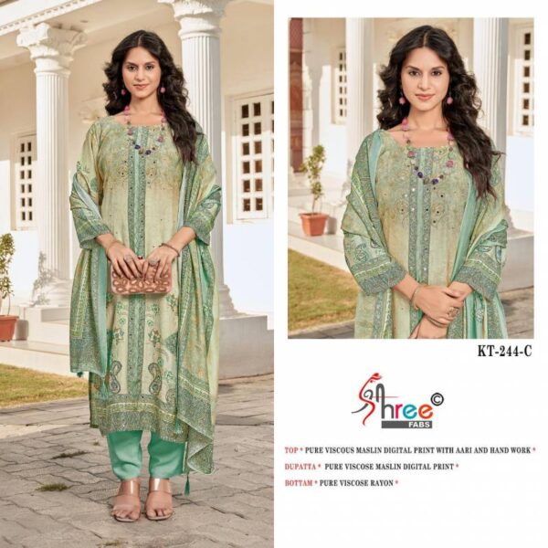 Shree Kt 244 Viscose Maslin Digital Salwar Suits Catalog Wholesale Collection - Image 2