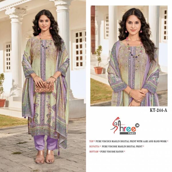 Shree Kt 244 Viscose Maslin Digital Salwar Suits Catalog Wholesale Collection - Image 4
