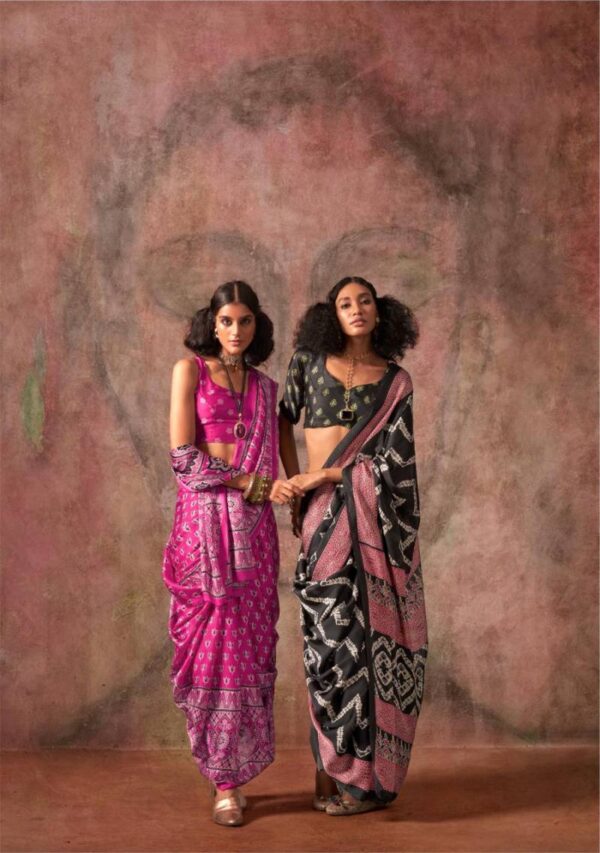 Rajtex Khoj Ajrakh Printed Satin Georgette Saree Catalog Wholesale Collection