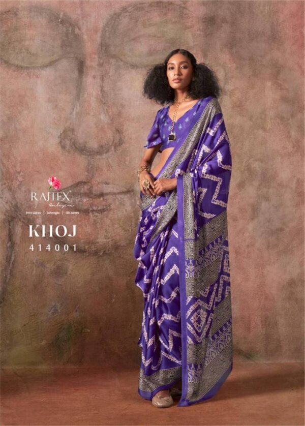 Rajtex Khoj Ajrakh Printed Satin Georgette Saree Catalog Wholesale Collection - Image 2