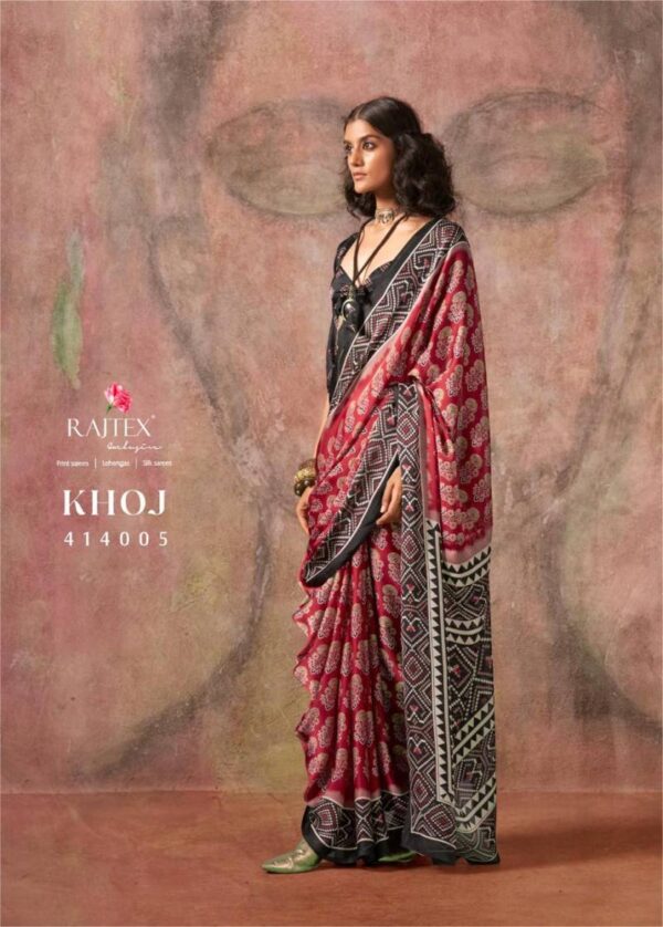 Rajtex Khoj Ajrakh Printed Satin Georgette Saree Catalog Wholesale Collection - Image 6