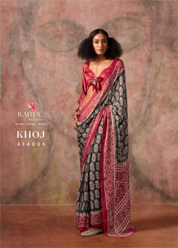 Rajtex Khoj Ajrakh Printed Satin Georgette Saree Catalog Wholesale Collection - Image 10
