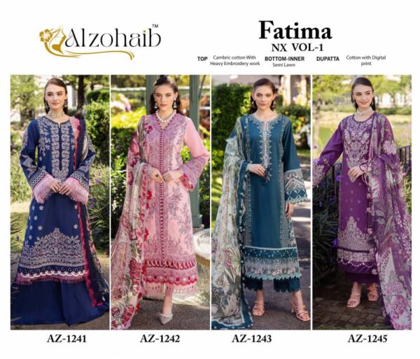 Alzohaib Fatima Nx Vol 1 Pakistani Salwar Suits Catalog Wholesale Collection - Image 6