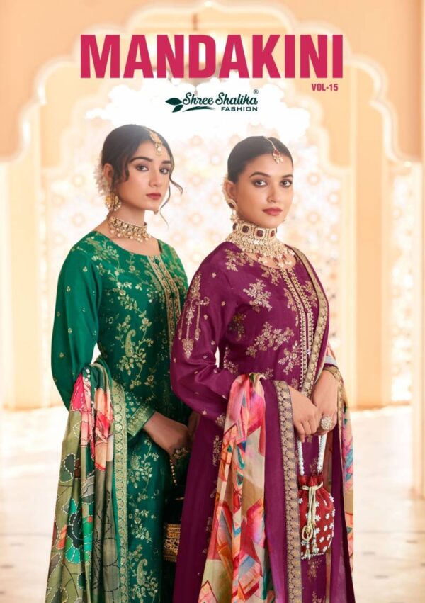 Shree Shalika Mandakini Vol 15 Viscose Dola Jacquard Salwar Kameez Catalog Wholesale Collection