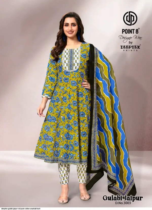 Deeptex Gulabi Jaipur Vol 3 Anarkali Kurti Pant With Dupatta Catalog Wholesale Collection - Image 4