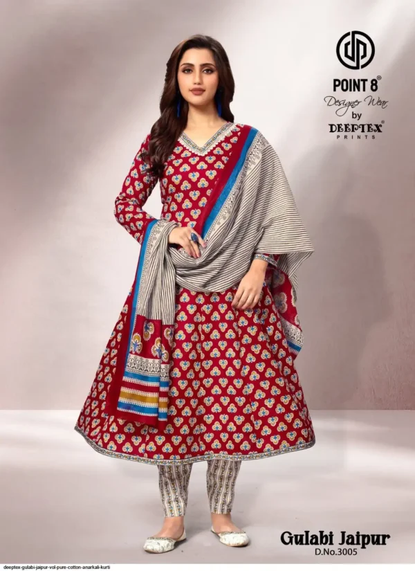 Deeptex Gulabi Jaipur Vol 3 Anarkali Kurti Pant With Dupatta Catalog Wholesale Collection - Image 5